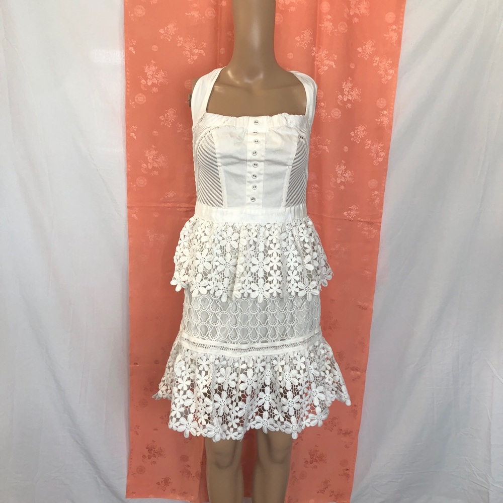 Sistaress White Lace Halter Dress Small